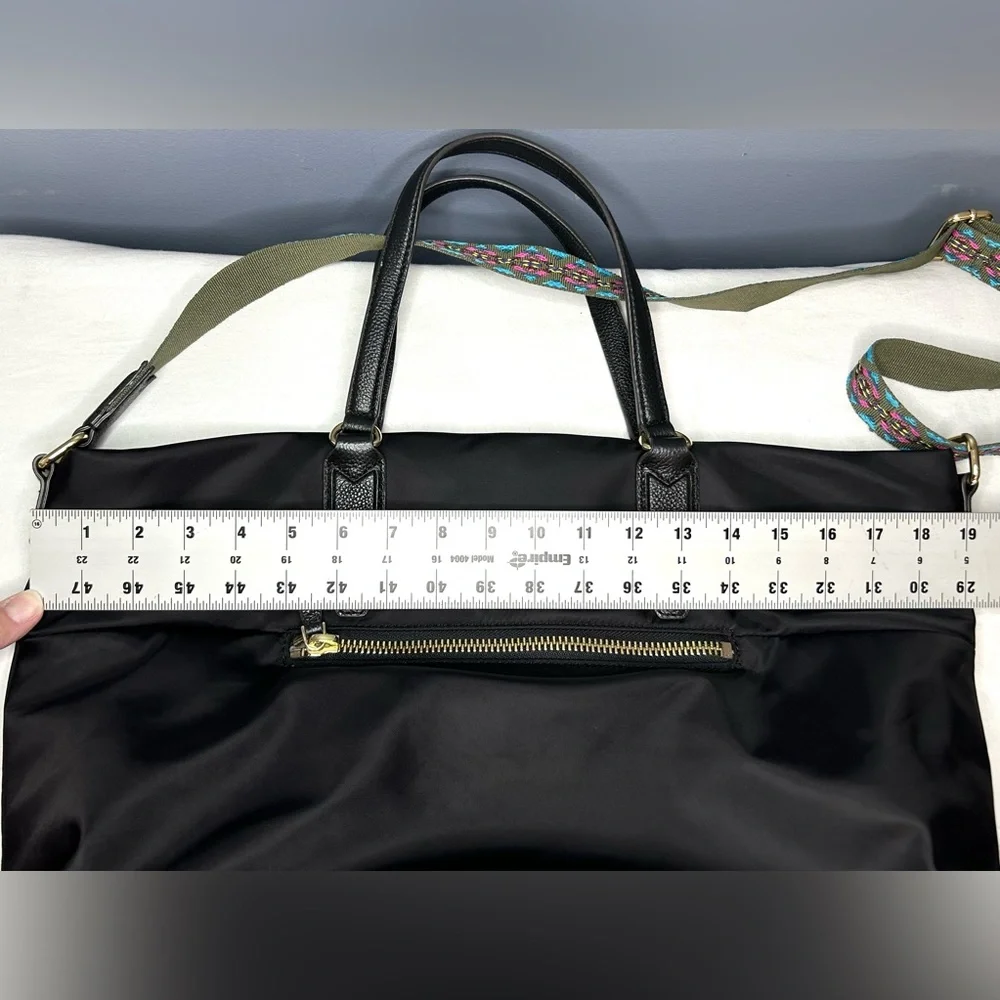 Aimee Kestenberg Nylon Leather Crossbody Tote Bag Satchel Purse XL Black‎ Boho